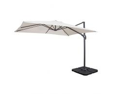 Decorspace Ombrellone con palo Laterale Nettuno in Alluminio Verniciato a Polvere da Giardino e Balcone (3x4, Ecrù)