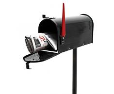 Cassetta delle lettere stile americano Nera Cassetta postale con palo di supporto abbinato