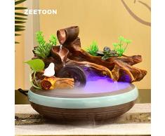HONIC 110V-220V Creativo Acqua Fontana in Resina Ceramica Bonsai Fish Tank Office Desktop Waterscape Decorazione Feng Shui Ornamento Fontana: A