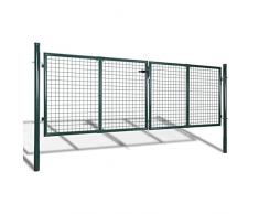 Festnight Cancello Giardino, Cancelli in Ferro, Cancello Recinzione, Acciaio 306x175 cm Verde