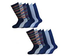 Fontana Calze, 12 paia di calze lunghe bambino ragazzo in caldo cotone elasticizzato. Prodotto Italiano. RIGHE + POIS 35-38