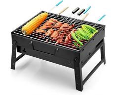 Uten Barbecue Portatile a Carbone, Mini Barbecue per 1-4 Persone, Griglia Pieghevole, Lacciaio Inossidabile Rinforzato è più Resistente, Barbecue da Tavolo, Giardino Terrazza Campeggio Picnic