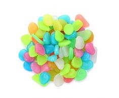 moinkerin 100 Pezzi Pietre Luminose Colorate, Pietre di Ciottoli per Giardino Passerella, Decorazione Contenitore Acquario per Pesci, Ghiaia di Resina Decorativa (Colore-100pezzi)