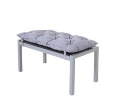 Chicreat Panchina in alluminio con superficie in polywood, con Cuscino, 100 x 50 x 45 cm, argento e nero