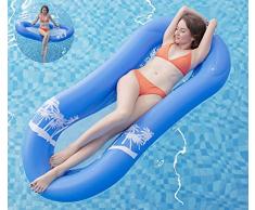 Pekelin Materassino Piscina Materassino Gonfiabile Mare, Poltrona Gonfiabile Piscina Materassino con Rete Amaca Acqua Adulti Avocado Gonfiabile (Blu)