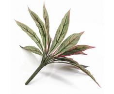 Dracaena artificiale su gambo, 18 foglie, verde-rosso, 30 cm - Pianta tropica artificiale / Arbusto decorativo - artplants