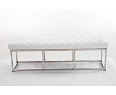 CLP Panca Design Interno 3 Posti LAMEGA in Tessuto 120 x 40 cm Panchina Ingresso Elegante in Acciaio Inox Panchina Sala Attesa Stoffa Grigio H 45 cm