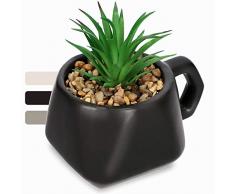 KADAX Succulente pentola con manico, piante in vaso artificiale, piccola pianta artificiale, pianta finta, pianta di decorazione per soggiorno, ufficio (antracite)