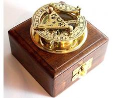 Nautical Replica Hub Bussola in ottone - meridiana tascabile in ottone massiccio - West London con scatola in legno