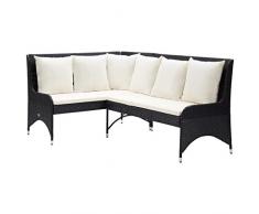 vidaXL 2X Divani Angolari da Giardino Arredo Sofà Dormeuse Esterno Divanetti Chaise Longue Poltrone Canapè Salotto in Polyrattan Nero