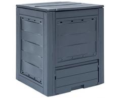 vidaXL Compostiera da Giardino 260 L Grigia Contenitore per Rifiuti Organici