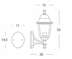 Lanterna A Parete Montante Struttura In Alluminio Pressofuso. Verniciata Nera. Dimensioni: Cm 15X20Xh33.
