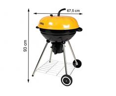 Velleman, Perel, barbecue a sfera Pumpkin, Grill, barbecue a carbonella, carbone barbecue con portacenere, Nero/Giallo, con ruote, inclusa, trucioli, con spezie, Ø 52 cm, bb100301