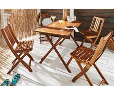 MSA Sam® Set da Giardino Holstebro, Set da Balcone in Legno di Acacia, costituito da 5 Pezzi, 1 Tavolo + 4 sedie, oleato, di Legno massello di Acacia Certificato FSC® 100%