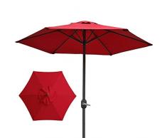 Ombrellone da Giardino/ Balcone/ Terrazzo Rosso Antipioggia Ombrelloni Da Giardino Per Ombrelloni Per Tavolini, Ombrello Da Mercato Rotondo Portatile Per Balcone Da Giardino Esterno, 2 M / 6,5 Piedi
