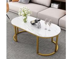 Tavolino da caffè ovale con piano in ardesia da 9 mm, tavolino da tè moderno da 39 pollici con piano in pietra sinterizzata Tavolo centrale per divano da salotto Tavolo con robusta struttura in metall