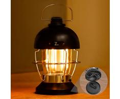 5000mAh Lanterna Da Campeggio a LED Ricaricabile, Torcia Lanterna Portatile Retrò Con 350LM Luminoso, Autonomia Di 70 Ore, Dimmerabile,3 Modalità,Emergenza Lampada per Tenda,Esterno,Gardon,Oscuramento