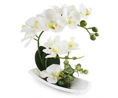 True Holiday composizione di orchidee artificiali, perfetta per vasi di porcellana bianca, come decorazione per interni. In plastica e realistica White-1