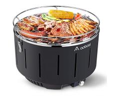 Aobosi Portatile Barbecue da Tavolo|Barbecue a Carbone Senza Fumo|Carbonella Griglia da Barbecue|Ventilato Portatile BBQ con Ventola a Batteria/USB Borsa Viaggio per Picnic Giardino Balcone 34x34x23cm