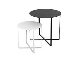 KAUTSCH Set di 2 tavolini in metallo per giardino, balcone, barbecue allaperto, tavolino rotondo moderno – Coffee Side Table – Urban Design