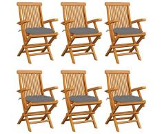 Gecheer Set 2|4|6|8 pz Sedie da Giardino Pieghevoli in Legno Massello di Teak con Cuscini 7 cm 55x60x89 cm,Sedie da Pranzo da Esterno Pieghevoli,Sedie Pieghevoli,Sedie da Esterno,Sedie con Braccioli