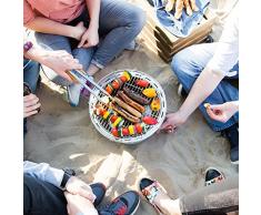 Barbecue a carbone di legna senza emissione di fumo Hugo di Grillsome! con ventilazione attiva Barbecue portatile da tavolo o balcone in acciaio inox antracite con sistema di accensione rapida, ventola e custodia inclusa