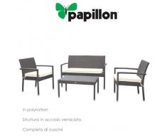 PAPILLON Salotto arredo giardino polyrattan con cuscini mod. Linosa 4 posti
