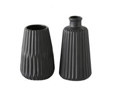 Boltze Set di vasi Esko 2 pezzi (nero a vernice, vasi di fiori in ceramica, diametro circa 8,5 cm, decorazione per interni, senza fiori, stile scandinavo) 1013332