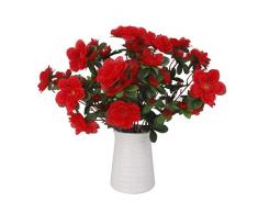 2x Mazzi Piante Artificiali Bouquet Fiore Azalea Decorazioni Matrimonio Casa Rosso