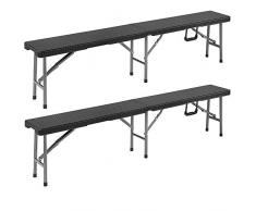 CASARIA 2X Panca Pieghevole da Giardino Stile Birreria 180 cm Panchina da Campeggio Panche Portatili