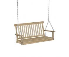 Outsunny Dondolo per Esterno Sospeso per 2 Persone in Legno e Catene in Metallo, Colore Naturale 119x65x61cm