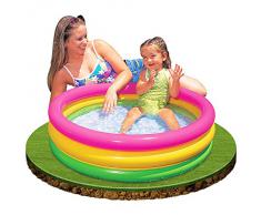 Intex 58924 - Piscina Baby 3 Anelli, 86 x 25 cm, Rosa/Giallo/Verde