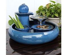 MINMINA Decorazione Interna della Fontana, Giardino Feng Shui Decorazione Interna Decorazione dellAcqua Decorazione Dellarredamento Fontana,Blue,34 * 19cm