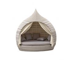 Isola lounge da giardino, in tessuto grigio-bianco, aperta su un lato, vera attrattiva
