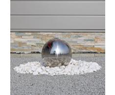 CLGarden Fontana ESB3 in Acciaio Inossidabile con Sfera di 30cm in Acciaio Inossidabile Lucido e Illuminazione a LED Decorazione Giardino Fontana a zampillo Uso Esterno Set Completo, Sfera Decorativa