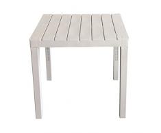 Tavolo da giardino Bali, effetto legno, plastica, bianco, 78 x 78 cm – Bistro tavolo tavolino Party Tavolo balcone Tavolo da campeggio tavolo multiuso Tavolo balcone Mobili