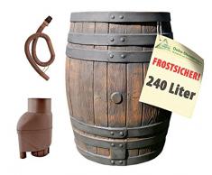 BARILE Acqua PIOVANA/Contenitore Acqua PIOVANA/RECIPIENTE Acqua PIOVANA 240L con Set Filtro per Acqua PIOVANA T33 per Il RIEMPIMENTO Automatico, Struttura in Simil-Legno al Tatto