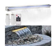 VEVOR Fontana per Piscina a Cascata Acciaio Inossidabile, 23,6 x 4,5 x 3,1 Pollici Fontana a Cascata da Giardino, Rettangolare a LED, Fontana Rettangolare con LED per Piscina