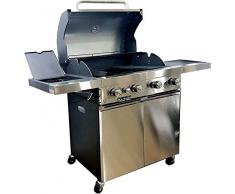 KE GRILL Barbecue Inox A Gas GPL E Pietra LAVICA 4 FUOCHI + FORNELLO Laterale