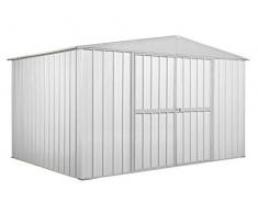 Notek Box in Acciaio Zincato Casetta da Giardino in Lamiera 3.60 x 2.60 m x h2.12 m - 130 kg – 9,1 Metri Quadri (BIANCO)