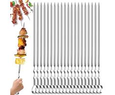 20 Pezzi 38cm Lungo Spiedini in Acciaio Inossidabile Spiedini per kebab Spiedo per barbecue Spiedini Piatti Riutilizzabili Spiedini BBQ, Per Shish Kebab Verdure Pane