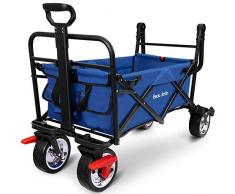BEAU JARDIN Carrello Pieghevole Giardino Tela Vagoni con Freno Carrello da Trasporto con 4 Ruote e in Acciaio Carrello Rimorchio a Mano da Trasporto Carico Massimo 80KG Verde