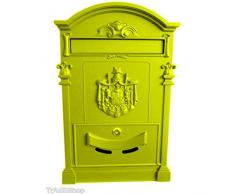 TradeShopTraesio® - CASSETTA POSTALE BUCA LETTERE IN STILE CLASSICO IN ALLUMINIO VERNICIATO - GIALLO