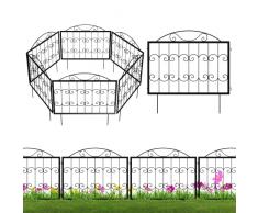 Poshions Recinzione da giardino, set completo di 6 recinzione giardino metallo, Recinzione per giardino, recinzione a griglia 60x60 cm Quadrato Nero