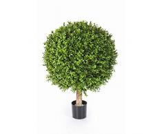 artplants.de Cespuglio di bosso Artificiale Tom con Fusto, 1550 Foglie, 65cm, Ø 50cm - Pianta in Vaso/Bosso Decorativo