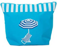 AIREE FAIREE Borsa da Spiaggia Borsa da Spiaggia Grande Blu Con Zip e Motivo Sedia a Sdraio - Borsa Mare Grande - Borsa Spiaggia Donna - Borsa Da Mare - Borsa Da Spiaggia donna - Borsa Spiaggia