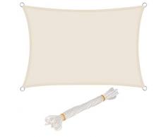 WOLTU Vela ombreggiante 2x3m in PES 160 g/m² Impermeabile Tenda a Vela Parasole Rettangolare Protezione Solare Respirante Anti UV Giardino Esterni Crema