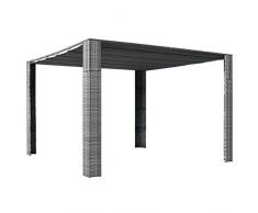 ghuanton Gazebo con Tetto in Polyrattan 300x300x200cm Grigio e Crema Casa e Giardino Prato e Giardino Vita allaperto Strutture da Esterno Baldacchini e gazebi