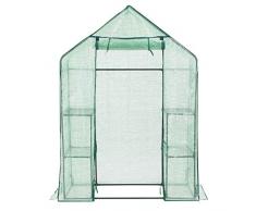 SONGMICS Serra da Giardino, Vivaio per Piante con 4 Ripiani, Porta a Tenda Avvolgibile, Serra per Esterni, Balcone, Terrazza, Cortile, 143 x 73 x 195 cm, Verde GWP11GN