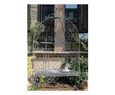ksamwjf Pergolato con Panca, Metallo Robusto, Sedia da Giardino Decorativa a 2 posti, Traliccio, Arco del Cortile con Seduta semicircolare in Ferro battuto retr貌, 119 X 215 Cm